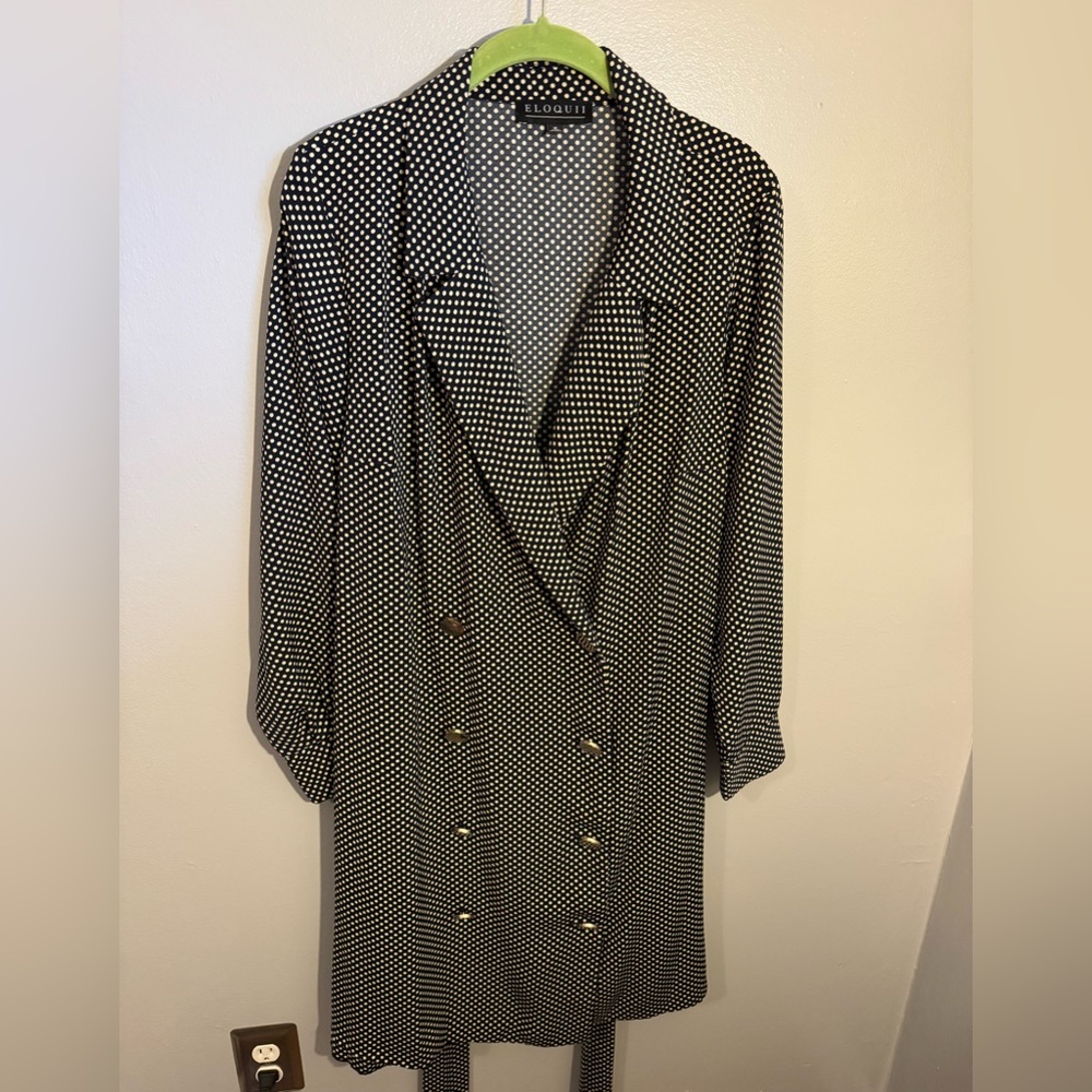 Eloquii Black and Off White Polka Dot Blazer Dress